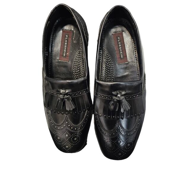 Florsheim Lexington Black Leather Kiltie Loafer Size 9 1/2 - Picture 1 of 9